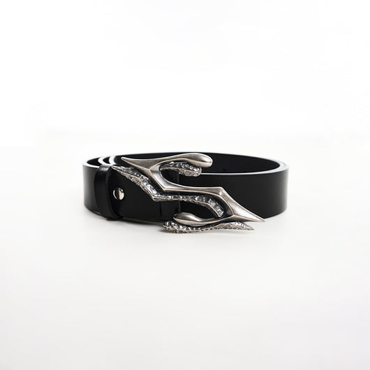 Cinturón de Cuero para Hombre con Hebilla de Metal Doble Capa