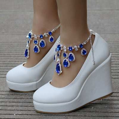 Zapatos de Cuña con Plataforma Impermeable y Cristales - Elegancia para tu Boda - Image 3