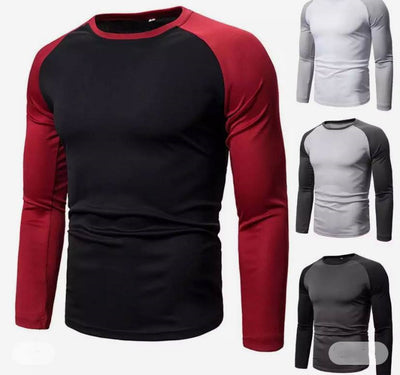 Playera de Manga Larga para Hombre con Bloques de Color y Costuras