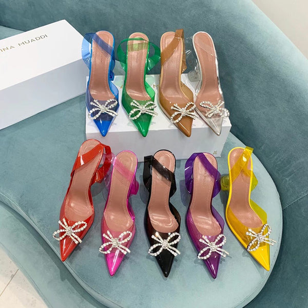 Sandalias Transparentes con Punta Afilada para Mujer