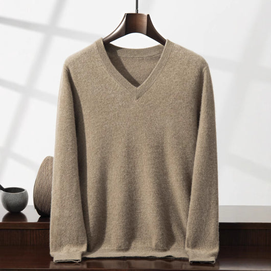 Suéter Minimalista Cuello en V para Hombre - Image 3