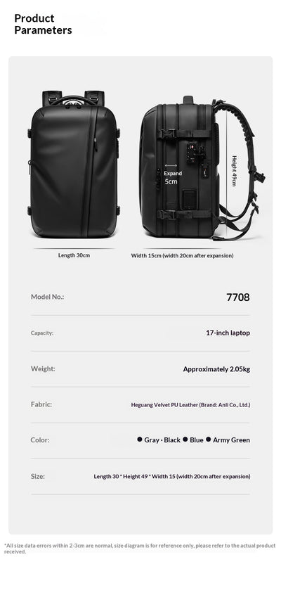 Mochila de Viaje Comprimida de Gran Capacidad para Hombre - Image 11