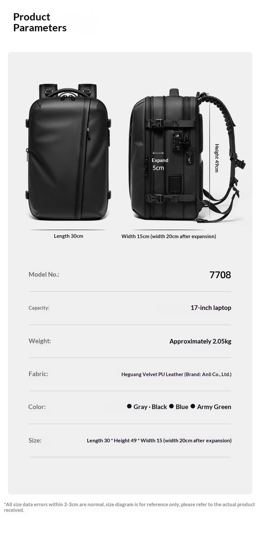Mochila de Viaje Comprimida de Gran Capacidad para Hombre - Image 11