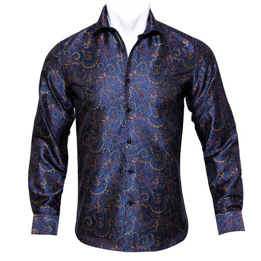 Camisa de Seda Estampado Paisley Azul Verdoso - Diseño Floral Sofisticado para Hombre - Image 10