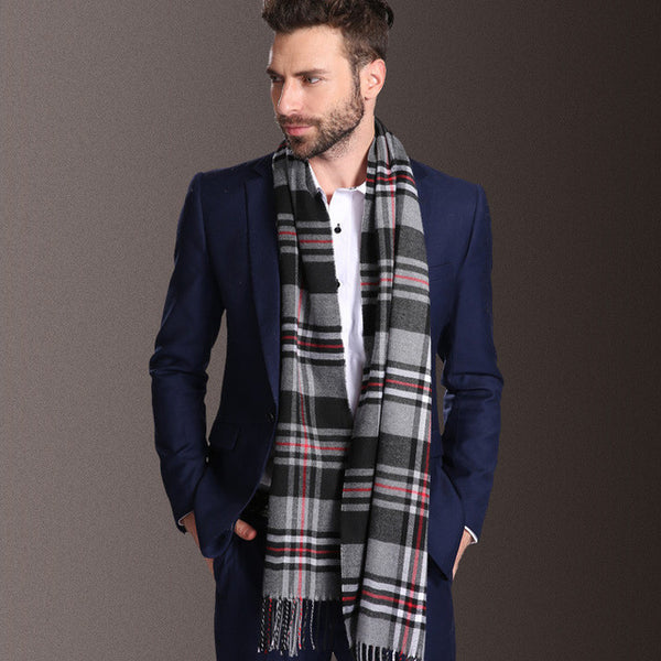 Bufanda Escocesa para Hombre Invierno Cálida Estilo Europa