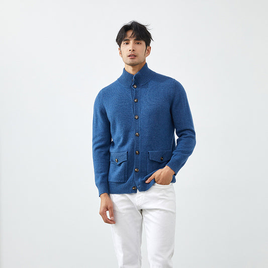 Cardigan de Cashmere Tejido Casual Manga Larga para Hombre