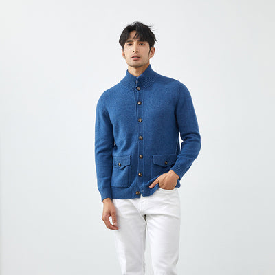 Cardigan de Cashmere Tejido Casual Manga Larga para Hombre