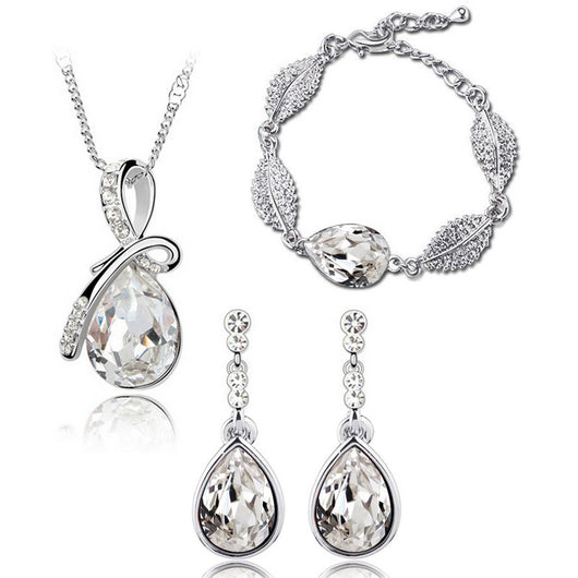 Set de Joyas Elegantes: Aretes Gota de Cristal, Collar Acacia y Pulsera - Image 12