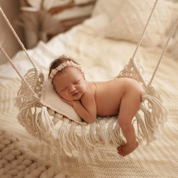 Hamaca Tejida a Mano para Sesiones de Fotografía de Bebés