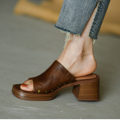 Pantuflas Retro con Tacón Grueso y Punta Cuadrada para Mujer - Comodidad de Verano - Image 13