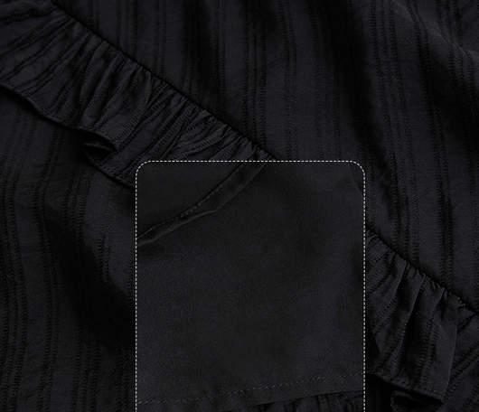 Vestido Negro Elegante con Lazos y Volantes - Image 15