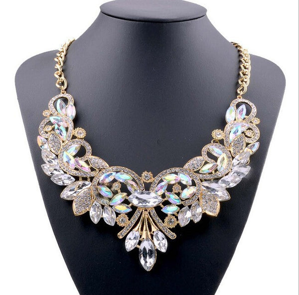 Diamond Alloy Flower Necklace for Women