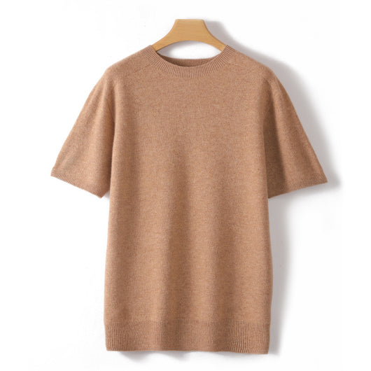 Suéter Tejido Manga Corta Hombre - Camiseta Casual Color Sólido - Image 12
