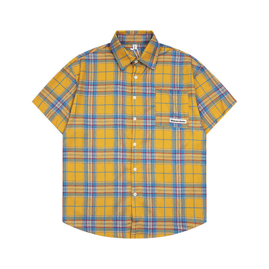 Camisa Suelta a Cuadros de Manga Corta para Hombre - Image 24
