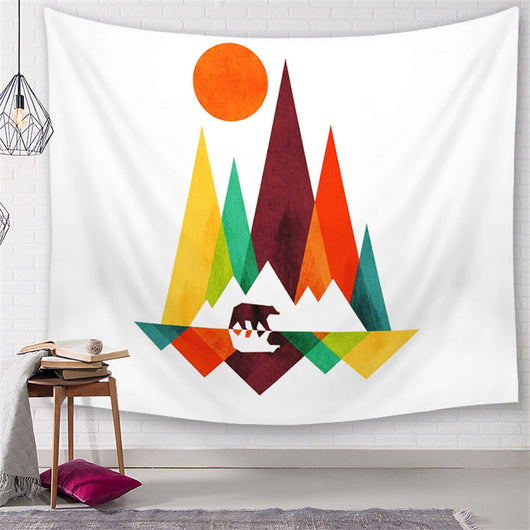 Rectangular tapestry with a vibrant floral wreath design featuring various colorful flowers and green leaves on a light pink background. - Image 3