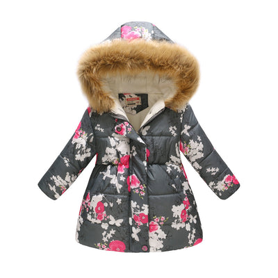 Chaqueta de Algodón Acolchada con Cuello de Pelaje y Capucha - Diseño Cartoon Infantil - Image 7