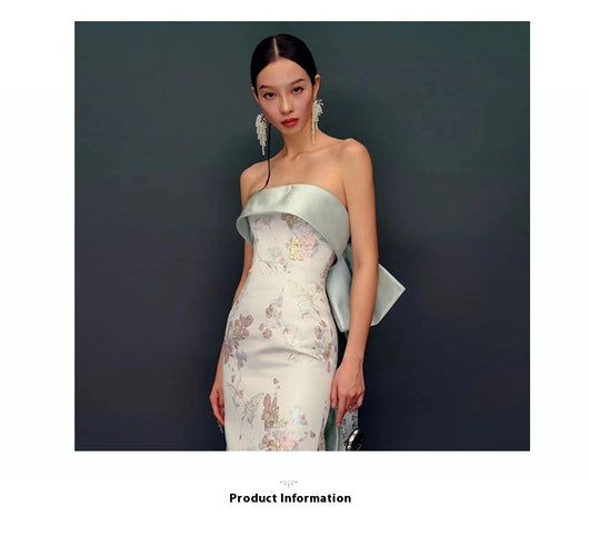 Vestido Cheongsam Escote Tubo Estilo Chino para Novia - Image 7