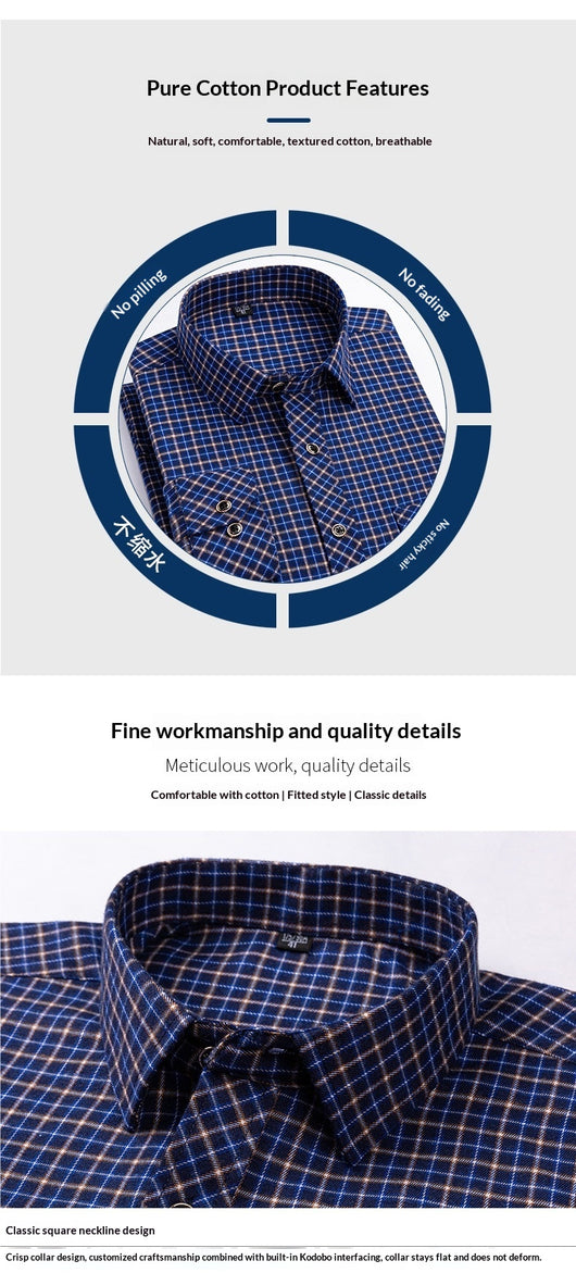 Camisa de Cuadros Suelta en Algodón para Hombre de Manga Larga - Image 19
