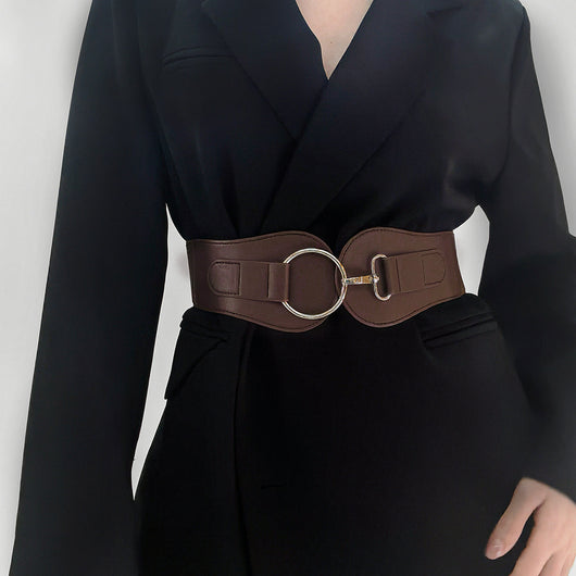 Cinturón Elástico PU Otoño Invierno para Mujer - Café y Negro Elegante - Image 39