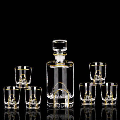 Juego de Copas de Cristal para Whisky y Vino con Detalles Dorados - Image 31