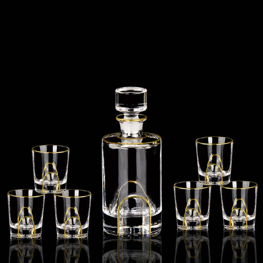Juego de Copas de Cristal para Whisky y Vino con Detalles Dorados - Image 31