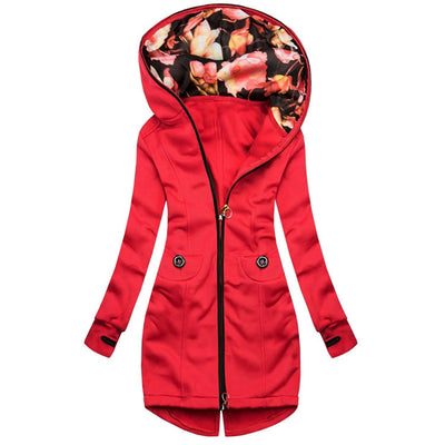 Cardigan Hoodie de Largo Medio con Cierre y Capucha - Colores Sólidos Versátiles - Image 4