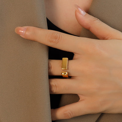 Anillo Minimalista Geométrico D-Shape para Mujer - Diseño Europeo y Americano - Image 5