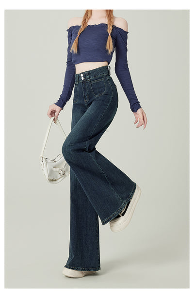 Pantalones Vaqueros Vintage Talle Alto Azul para Mujer - Image 4