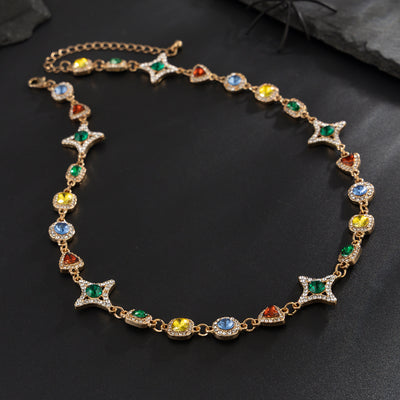 Collar Conjunto de Cruz y Estrella con Piedras de Gema Coloridas para Hombre - Image 10