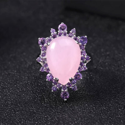 Anillo de Diseñador con Gemas Naturales Incrustadas - Joya Artesanal Europea Exclusiva