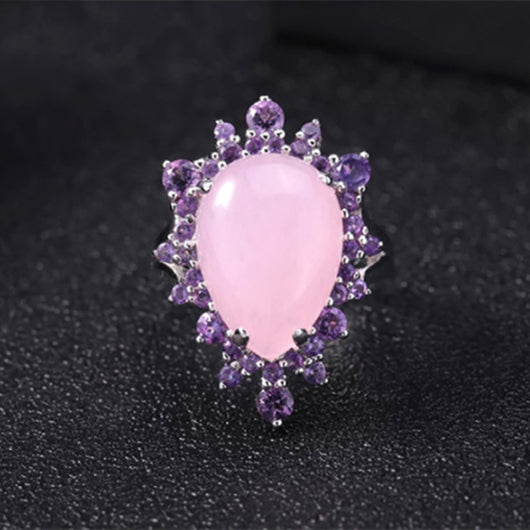 Anillo de Diseñador con Gemas Naturales Incrustadas - Joya Artesanal Europea Exclusiva