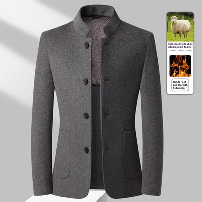 Abrigo de Lana Reversible con Cuello Mao de Largo Medio para Hombre - Image 6