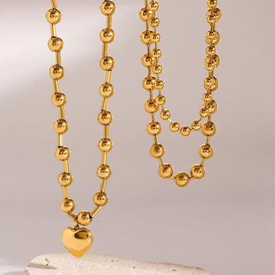 Collar Clavícula Acero Inoxidable Cadena Dorada 18k con Perlas de Amor - Image 2