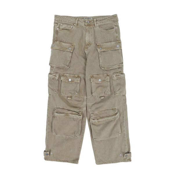 Pantalón Cargo Recto Oversized Multi-bolsillos para Hombre