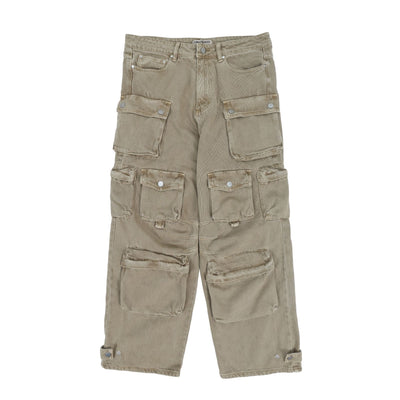 Pantalón Cargo Recto Oversized Multi-bolsillos para Hombre