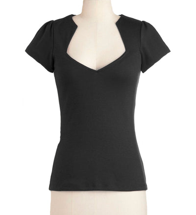 Blusa Suelta de Cuello Abierto para Mujer - Manga Corta Color Liso - Image 4