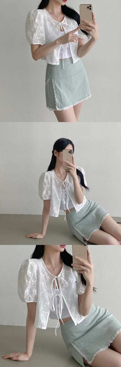 Blusa Tejida con Cordones - Manga Corta Elegante - Image 19