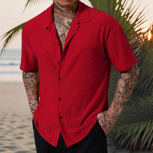 Camisa Casual Hombre con Tejido Calado Jacquard - Image 4