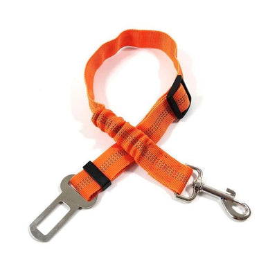 Black nylon automotive reflective webbing safety rope with a seatbelt buckle and a metal swivel snap hook. - Image 6