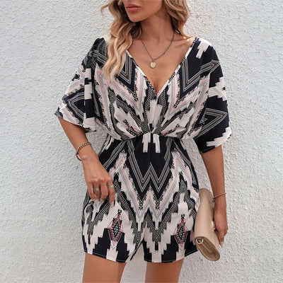 Jumpsuit Estampado Cuello V Manga Suelta y Cómoda - Image 3