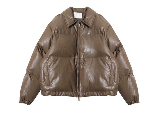Chaqueta Acolchada de Cuero PU con Cuello Alto y Relleno Extra - Image 9