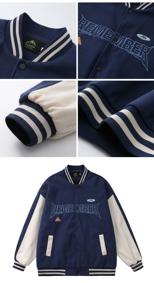 Chamarra Beisbolera Hombre Colorblock con Bordado Trendy - Image 2