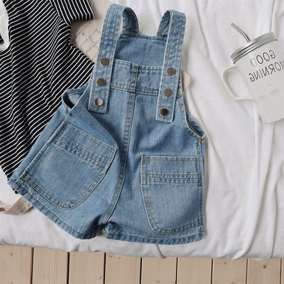 Pantalones Cortos Infantiles con Tirantes Denim Casual