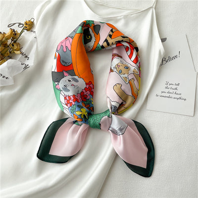 Pañuelo de Seda Estampado Primavera Verano con Diseños Adorables