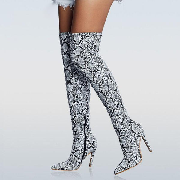 Botas Stiletto Hasta la Rodilla de Punta Afilada Estilo Europeo