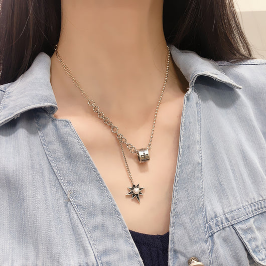 Collar Estrella de Ocho Puntas con Borla Plateada - Estilo Retro Personalizado - Image 11