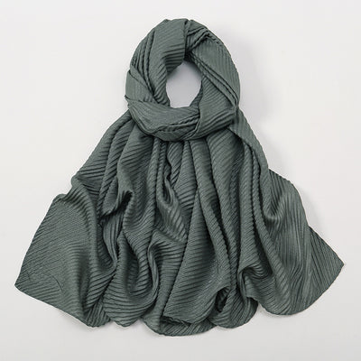 Pañoleta Suave de Poliéster Arrugado en Colores Lisos para Mujer - Image 17