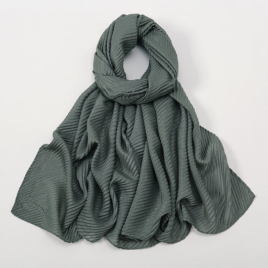 Pañoleta Suave de Poliéster Arrugado en Colores Lisos para Mujer - Image 17