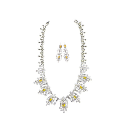 Conjunto de Collar y Aretes Retro Cuadrados con Circones Europeos y Americanos - Image 5
