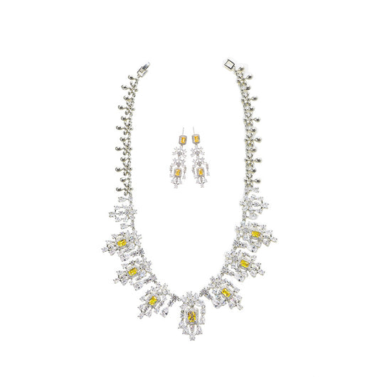 Conjunto de Collar y Aretes Retro Cuadrados con Circones Europeos y Americanos - Image 5